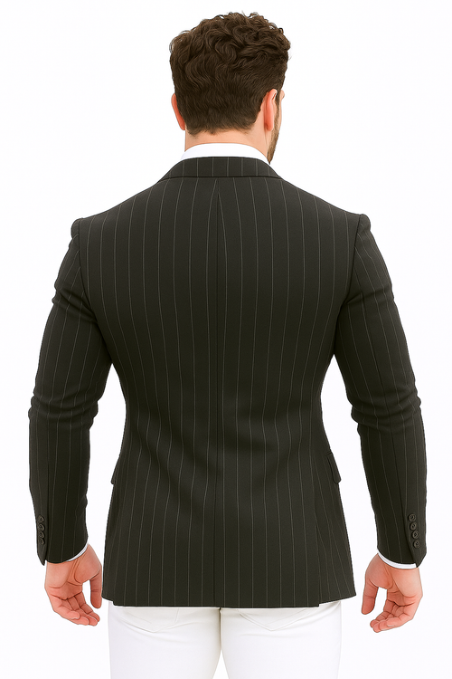 Purple Pinstripe Blazer With White Pants - Suit - Party Blazer - New Arrival
