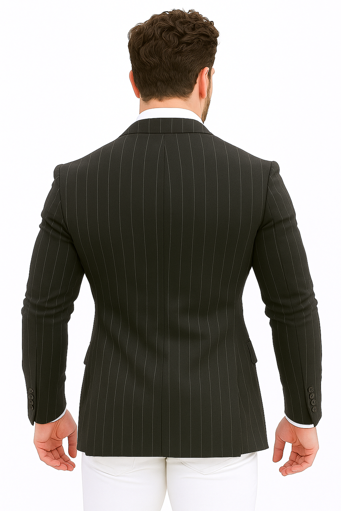 Purple Pinstripe Blazer With White Pants - Suit - Party Blazer - New Arrival