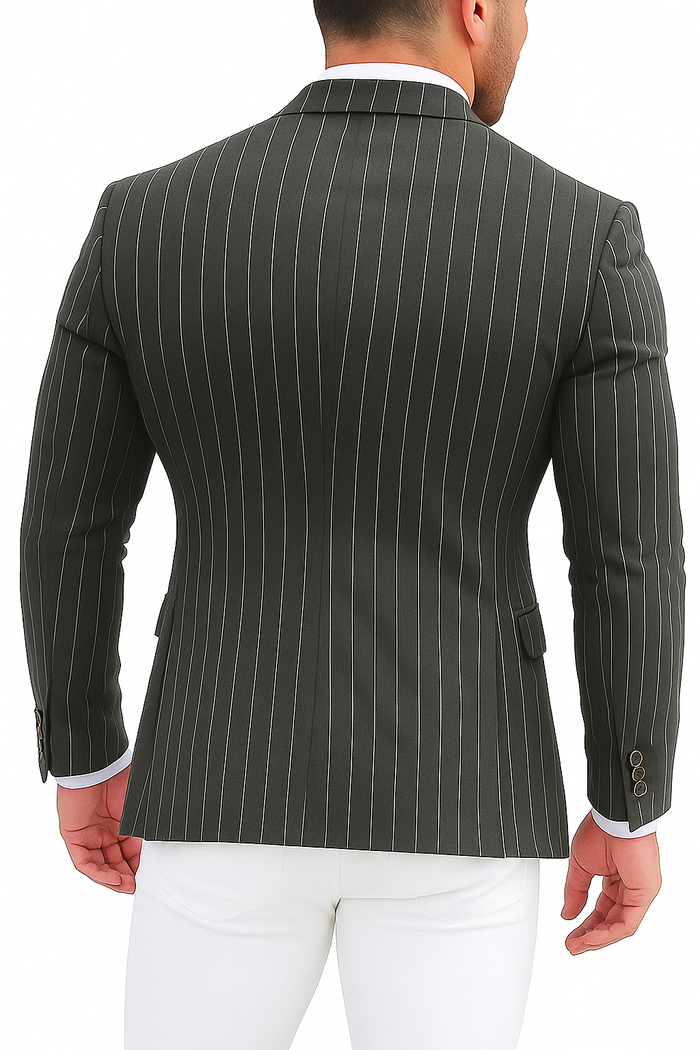 Purple Pinstripe Blazer With White Pants - Suit - Party Blazer - New Arrival