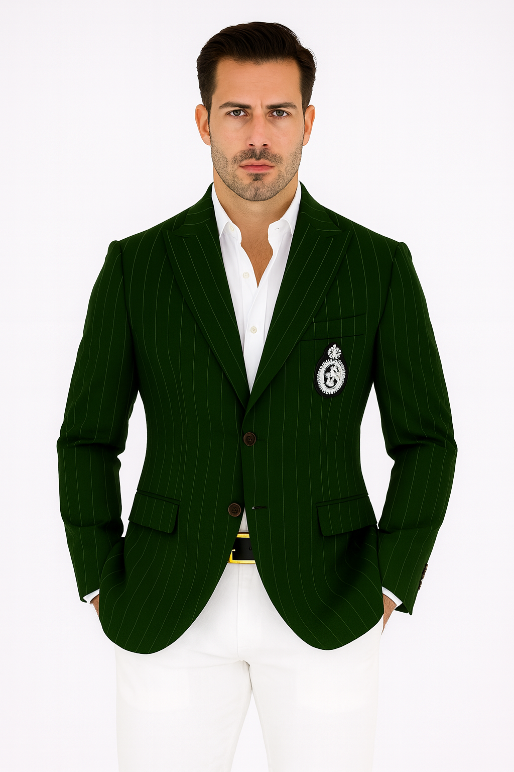 Purple Pinstripe Blazer With White Pants - Suit - Party Blazer - New Arrival - 36 Short