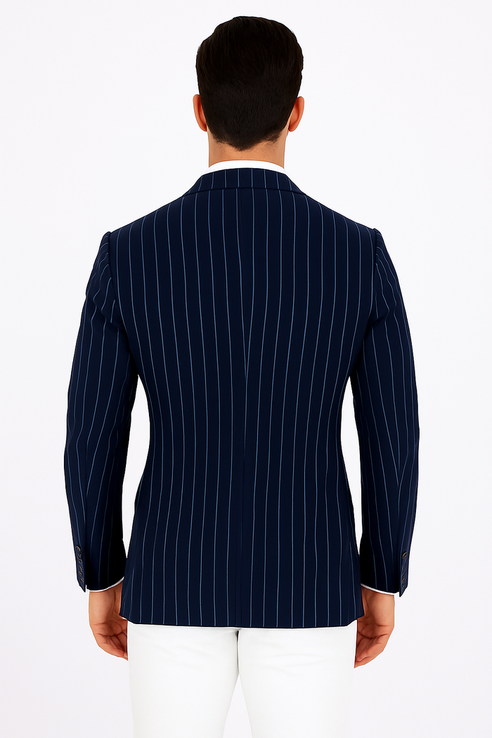 Purple Pinstripe Blazer With White Pants - Suit - Party Blazer - New Arrival