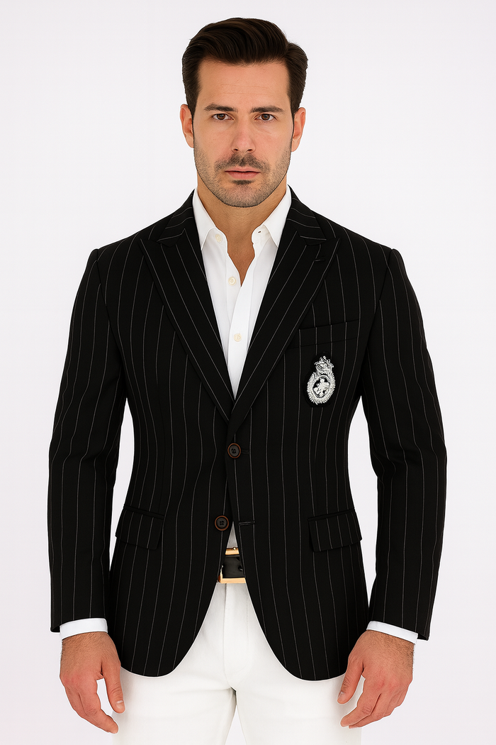 Purple Pinstripe Blazer With White Pants - Suit - Party Blazer - New Arrival