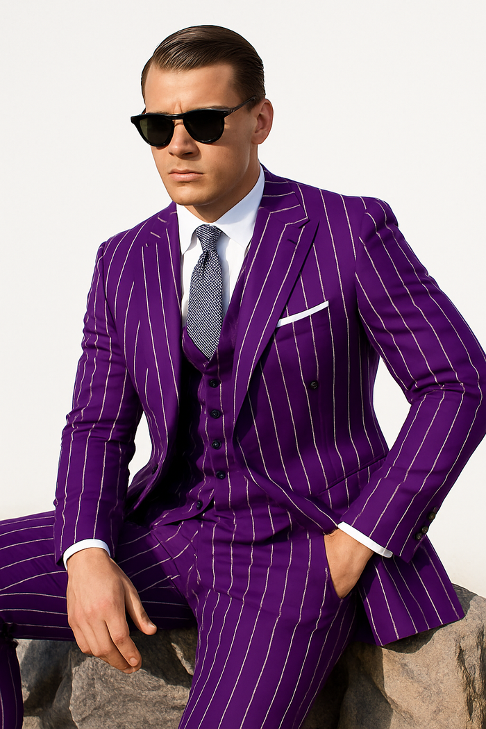 Purple Pinstripe Suit - Gangster Suit - 1920's Suit - New Arrival