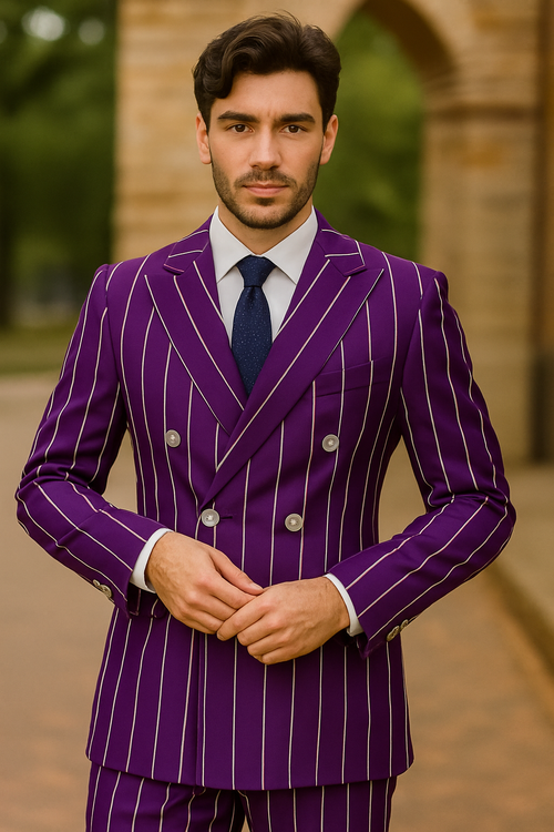Purple Pinstripe Suit - Gangster Suit - 1920's Suit - Double Breasted Suit - New Arrival