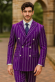 Purple Pinstripe Suit - Gangster Suit - 1920's Suit - Double Breasted Suit - New Arrival