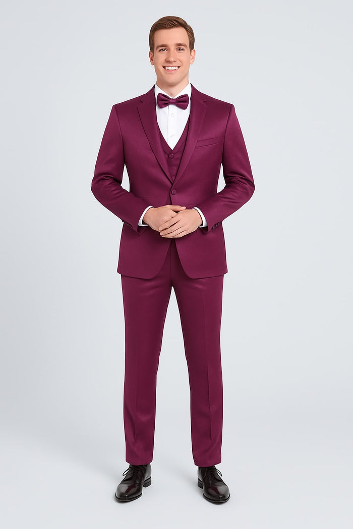Purple Satin Tuxedo Set â€“ 4-Piece Statement for Weddings & Proms