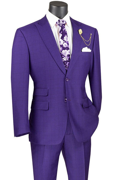 Modern Fit - Purple Windowpane 2 Piece Modern Fit Suit
