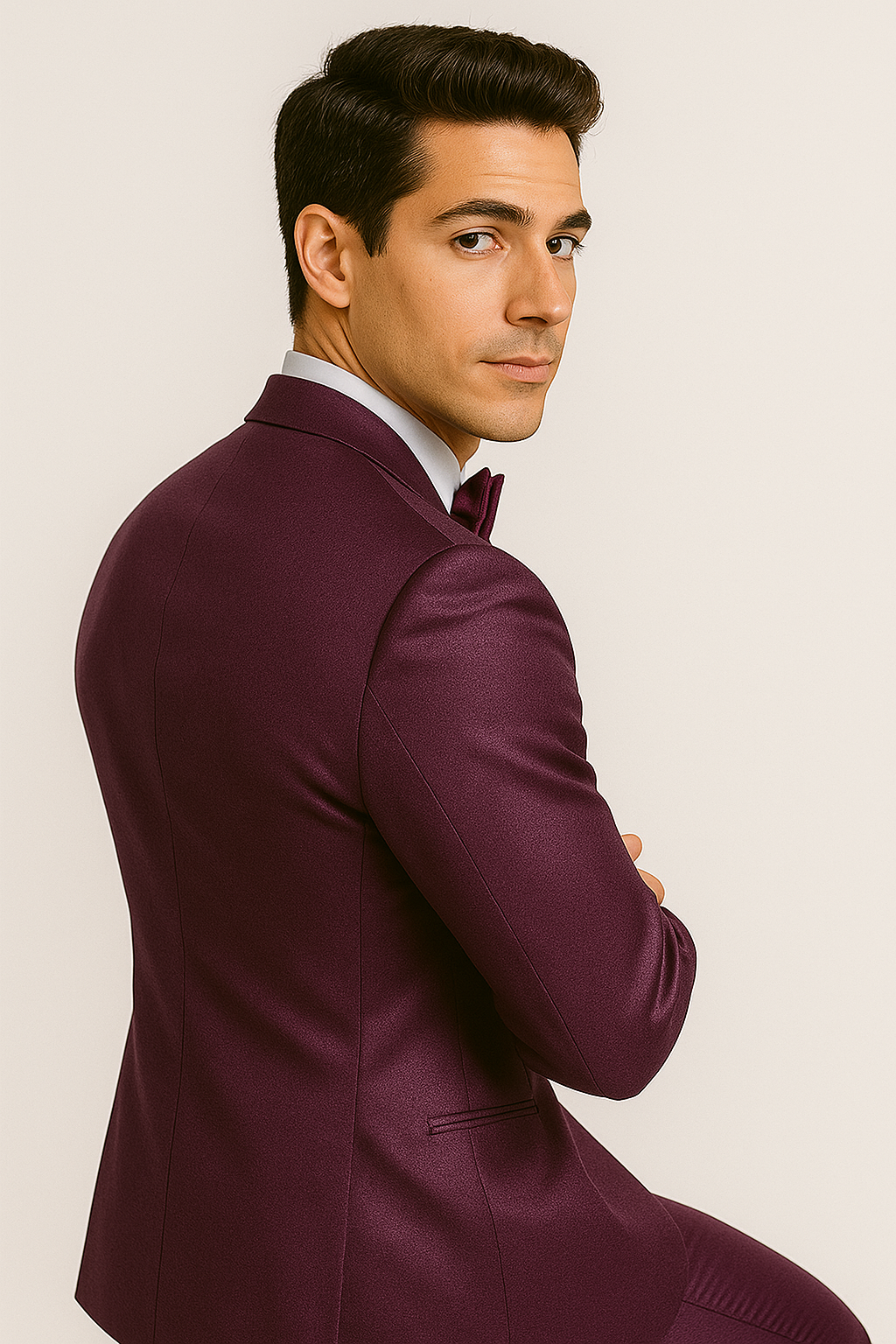 Purple Satin Tuxedo Four Piece Set - Wedding - Prom - 34R Coat - 28 Waist