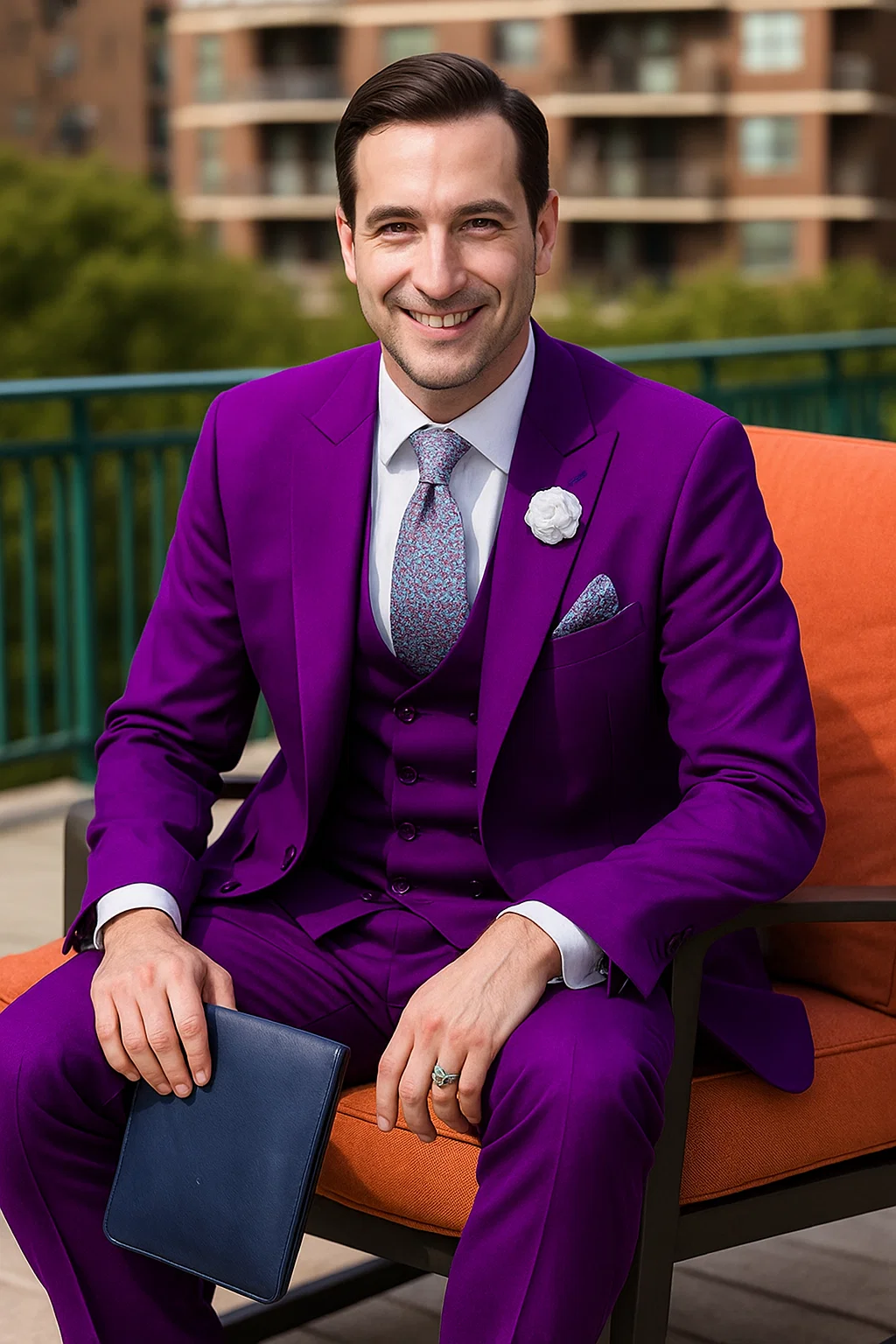Stylish Purple Suit for Men – Double Breasted vest, 2-Button, Peak Lapel - 34 Short