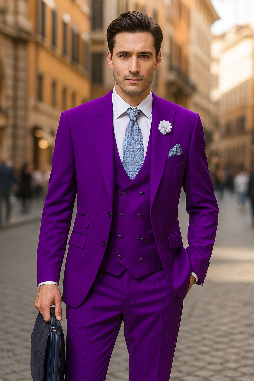Stylish Purple Suit for Men – Double Breasted vest, 2-Button, Peak Lapel - 34 Short
