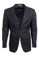 "Mens Stacy Adams Suit - Stacy Adams Suit Men's Charcoal Grey Windowpane Plaid Suit - Two Button Vested Peak Lapel"