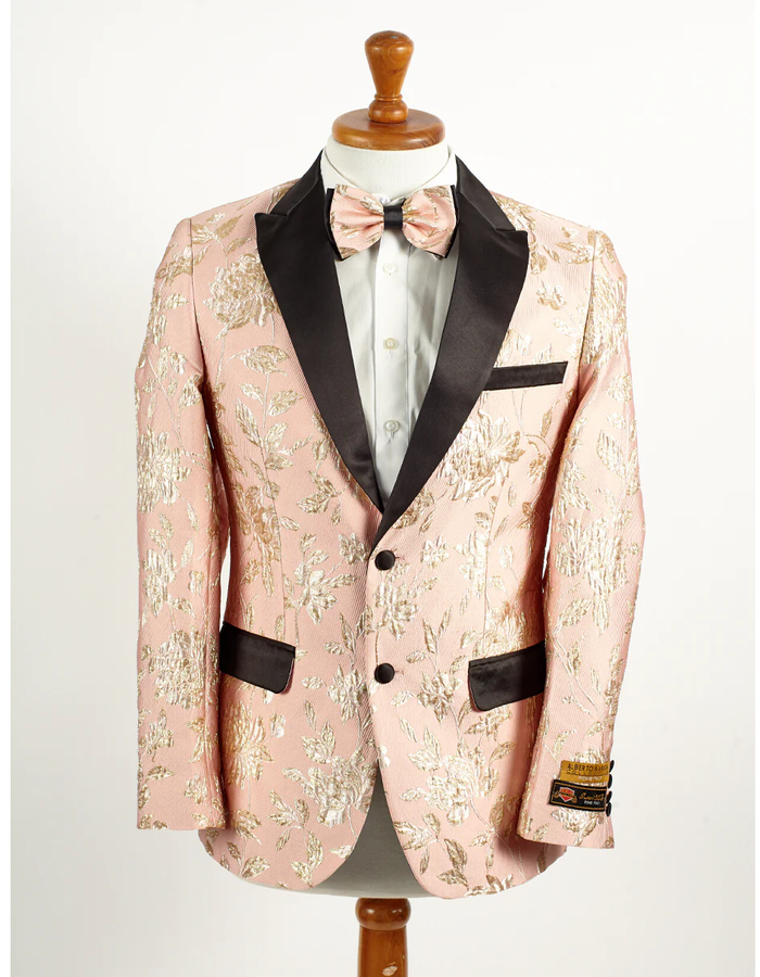 Best Mens 2 Button Light Baby Pink & Gold Floral Paisley Tuxedo Blazer - For Men  Fashion Perfect For Wedding or Prom 2026 or Business  or Church