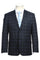 "Dark Blue Slim Fit Men's Suit - Two Button, Wide Windowpane Plaid"