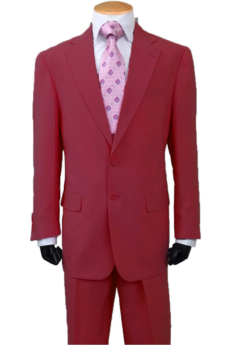 "Classic Fit Men's Poplin Suit - 2 Button Design in Burgundy" - 36 Regular