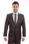 "Sharkskin Slim Fit Men's Suit - One Button, Peak Lapel, Ticket Pocket, Brown"