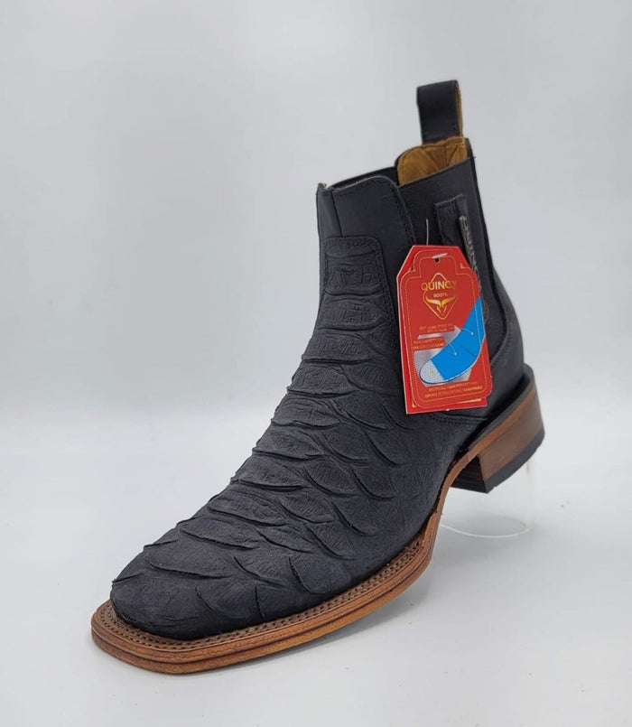 Mens Quincy Square Toe Ankle Boots Python Print Q82B5705