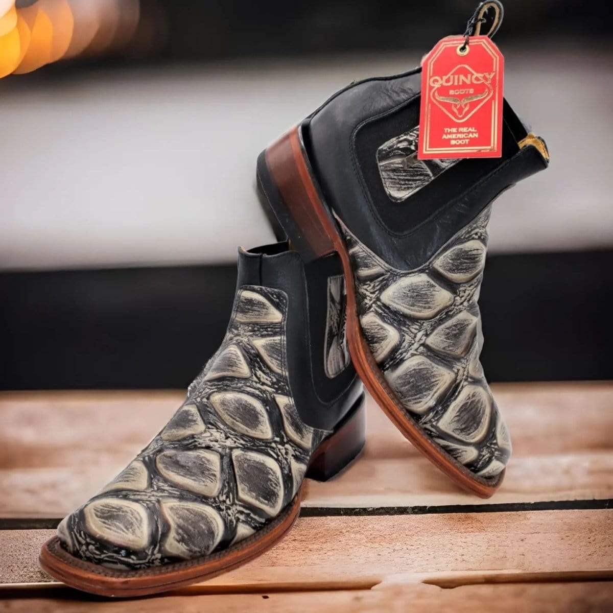 Men's Quincy Wide Square Toe Ankle Boot Q82B1037 - 6