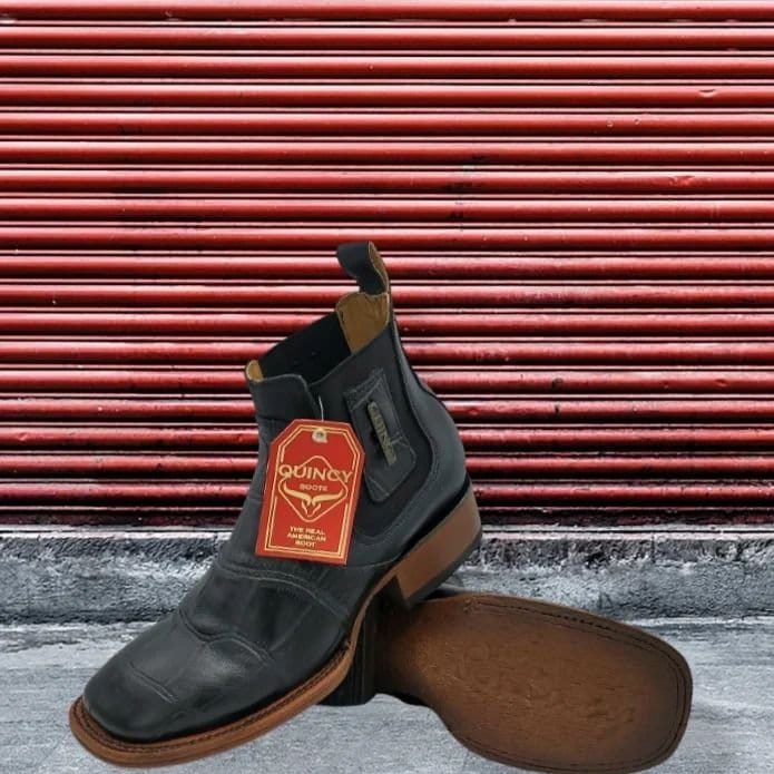 Men's Caiman Belly Print Leather Square Toe Ankle Boots - 6