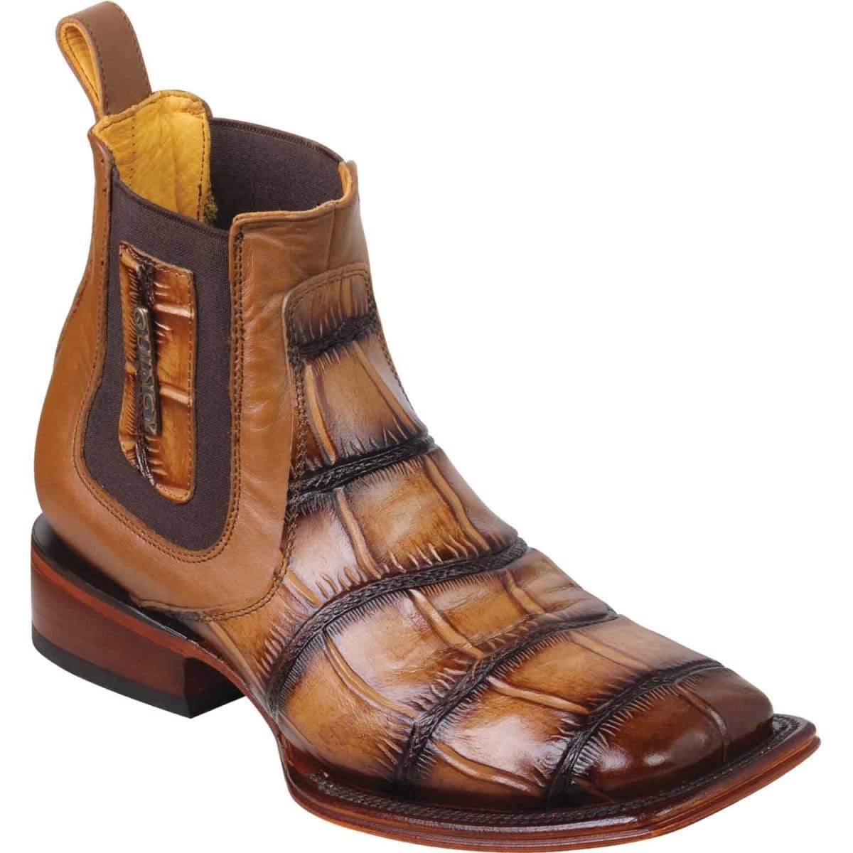 Men's Quincy Alligator Print Square Toe Ankle Boots - Tobacco - 6