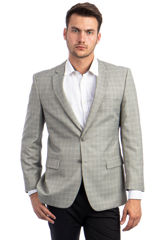 Glen Plaid Men's Regular Fit Sport Coat - Light Green Two Button