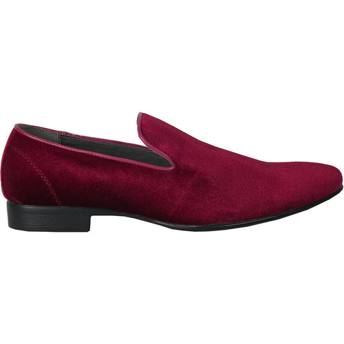 "Burgundy Velvet Tuxedo Loafers - Modern Men's Slip-On Style"
