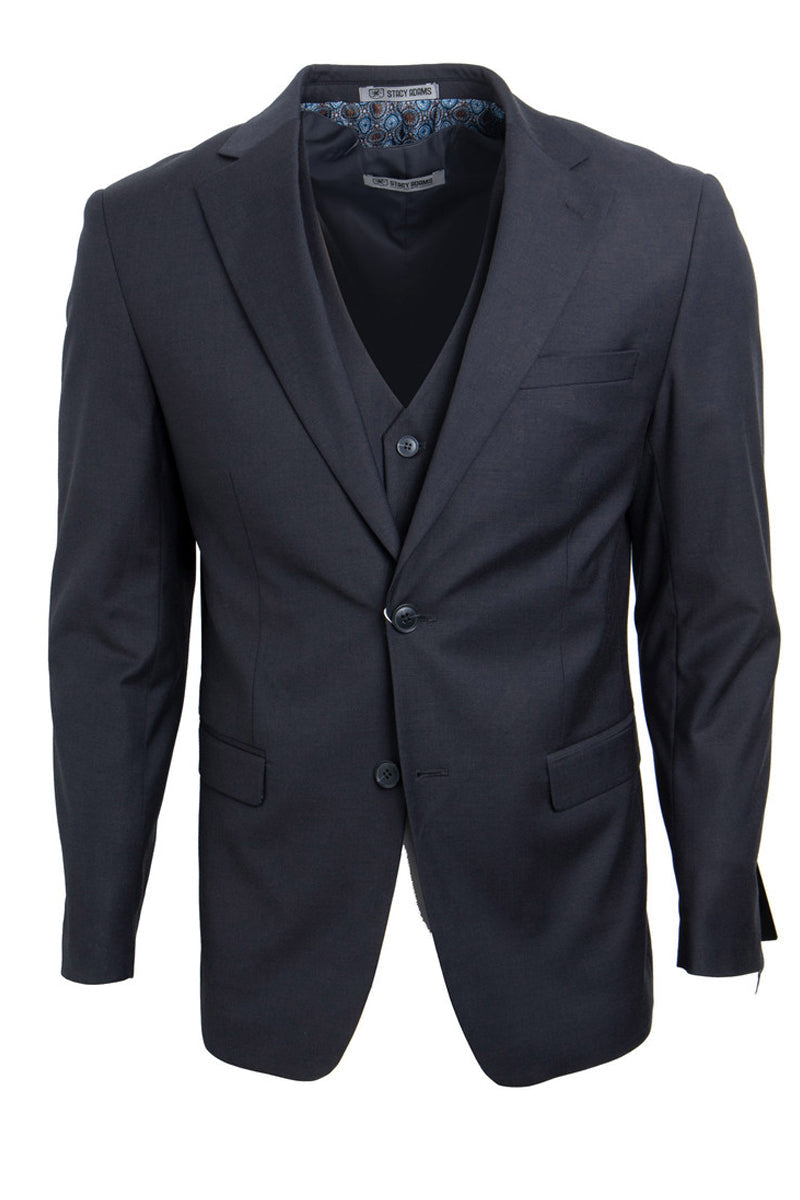 "Mens Stacy Adams Suit - Stacy Adams  Suit Men's Charcoal Grey Two Button Vested Suit" - 34 Regular