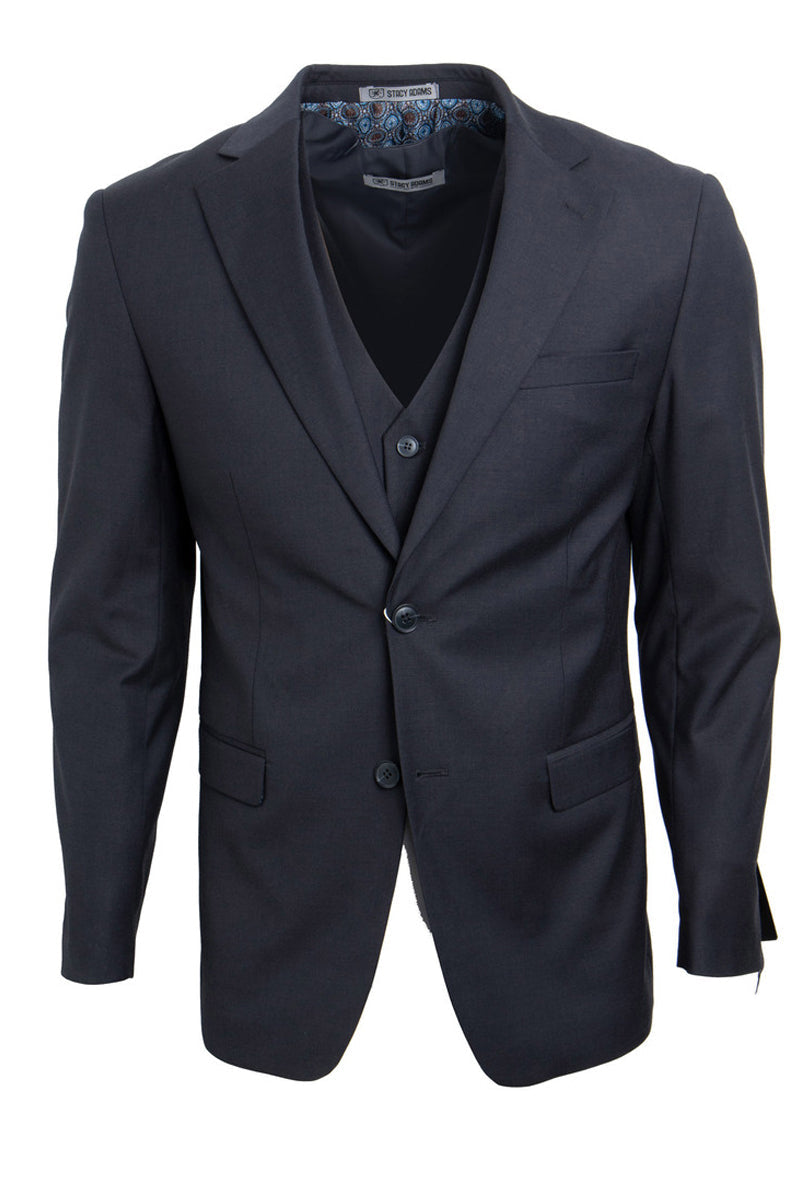 "Stacy Adams Men's Charcoal Grey Two Button Vested Suit"