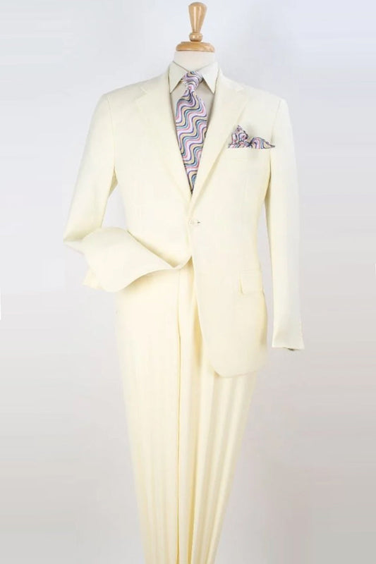 Apollo King "Modern Fit Two Button Men's Poplin Suit in Ivory - Basic Style"