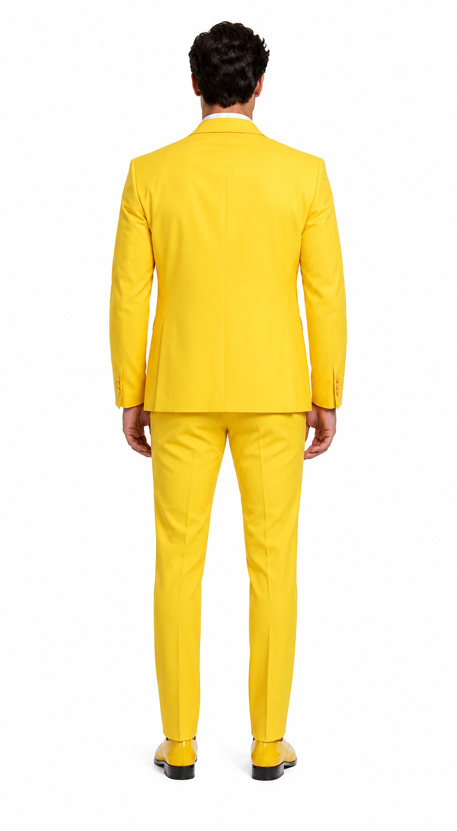 Radiant Golden Bloom Mens 3-Piece Suit with Floral Peak Lapel