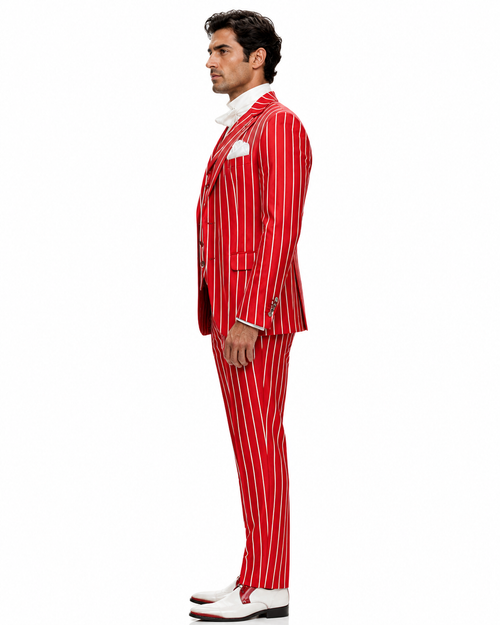 Red and White Pinstripe Zoot Suit - Gangster 1920s Pinstripe Suit - Mens  Fashion Suit