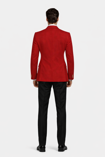 Red Double Breasted Sport Coat - Velvet Blazer
