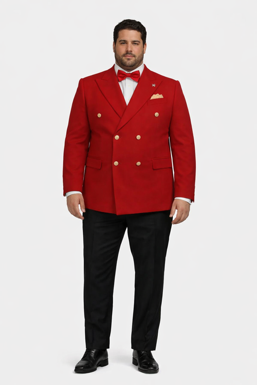 Red Double Breasted Sport Coat - Velvet Blazer
