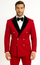 Red Double Breasted Tuxedo with Velvet Peak Lapel - Wedding - Prom 2025