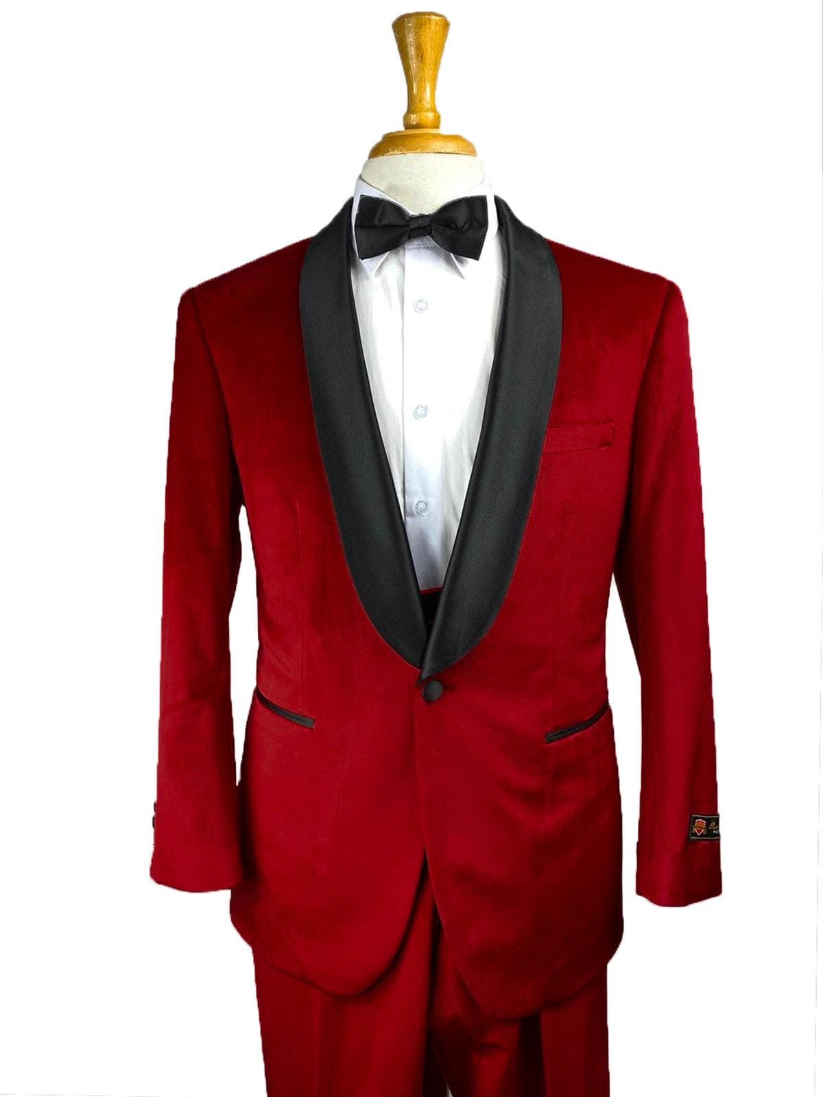 Two Button Red Groomsmen Suits - Red