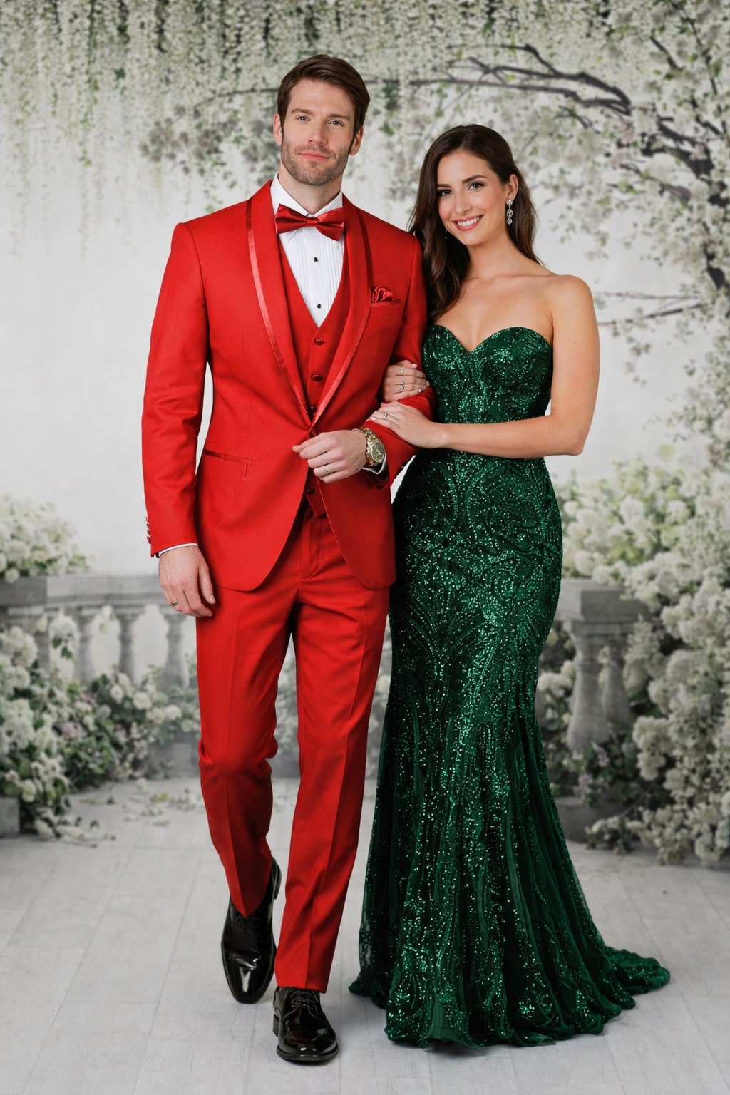 Classic Red Shawl Lapel Tuxedo for Men | 1-Button 4-Piece Suit - 34 Short or Extra Small