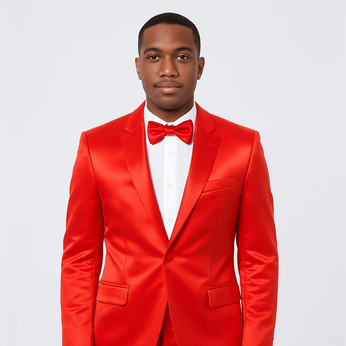 Red Satin Tuxedo Set â€“ 4-Piece Statement for Weddings & Proms