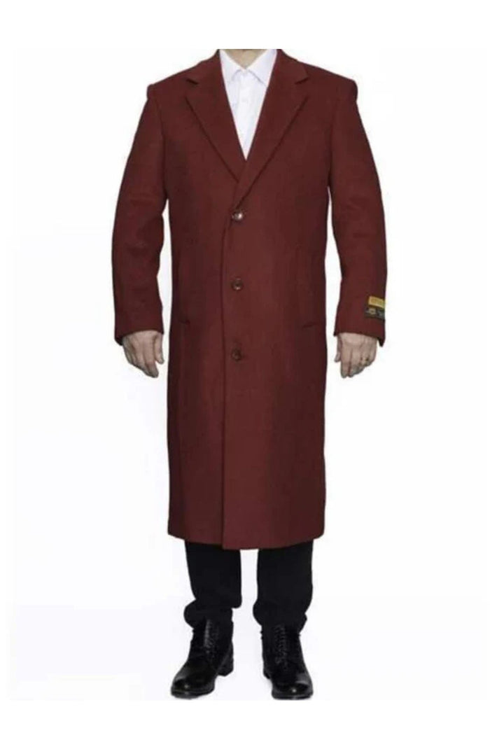 Red Trench Coat - Long Coat - Mens Red Peacoat - Mens Red Overcoat - Wool Fabric