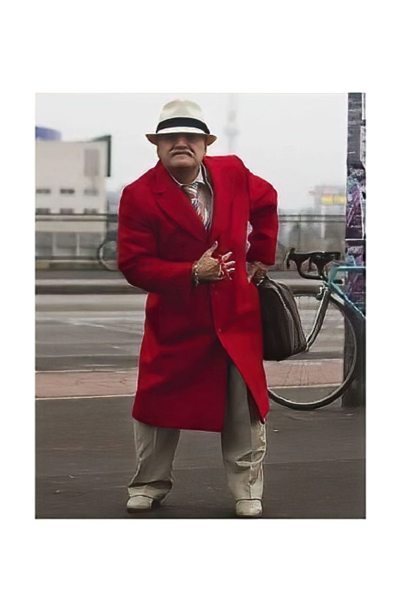 Red Trench Coat - Long Red Coat - Mens  Peacoat - Mens Red Overcoat - Wool Fabric - Coat Size 38