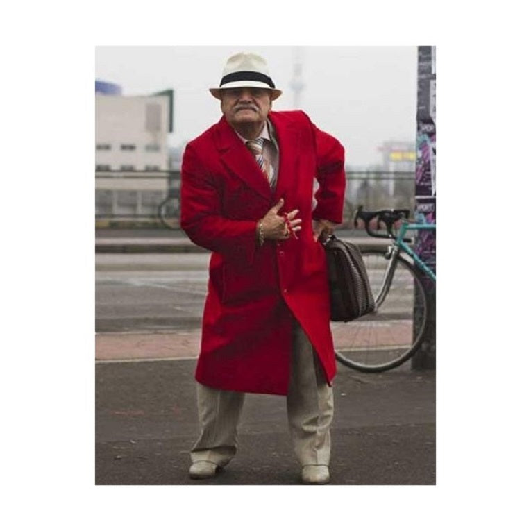 Mens Trench coat - Red Wool Fabric Trench Coat Single Breasted Long Topcoat - Coat Size 38