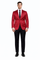Men’s Slim Fit Red Satin Blazer – Elegant Two-Button Formal Suit Jacket for Weddings, in Red Color