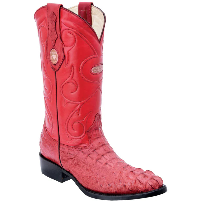 Mens White Diamond Boot Red Caiman Western Boots J-Toe - 6