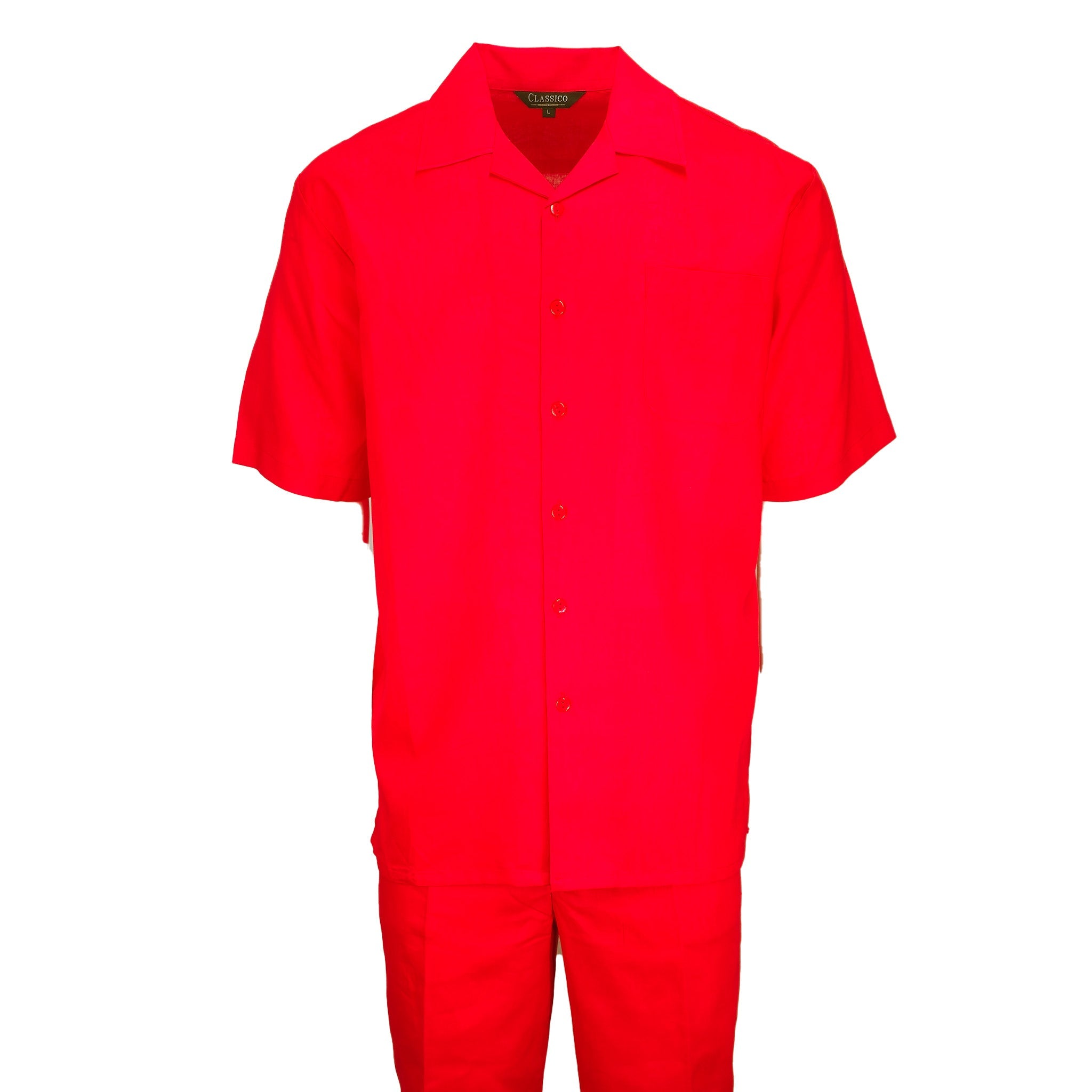 Mens Red Linen Shirt and Pants Casual Outfit Set - Small