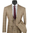 Regular Fit Camel Glen Plaid Three-Piece Suit
