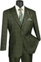 Regular Fit Olive Green Glen Plaid Three-Piece Suit