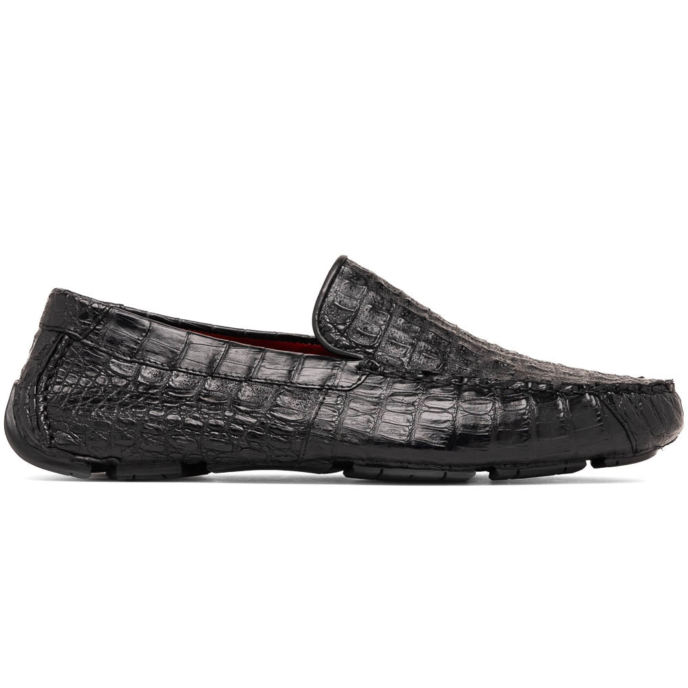 Marco Di Milano Remo Black Caiman Crocodile Driving Shoes - 6