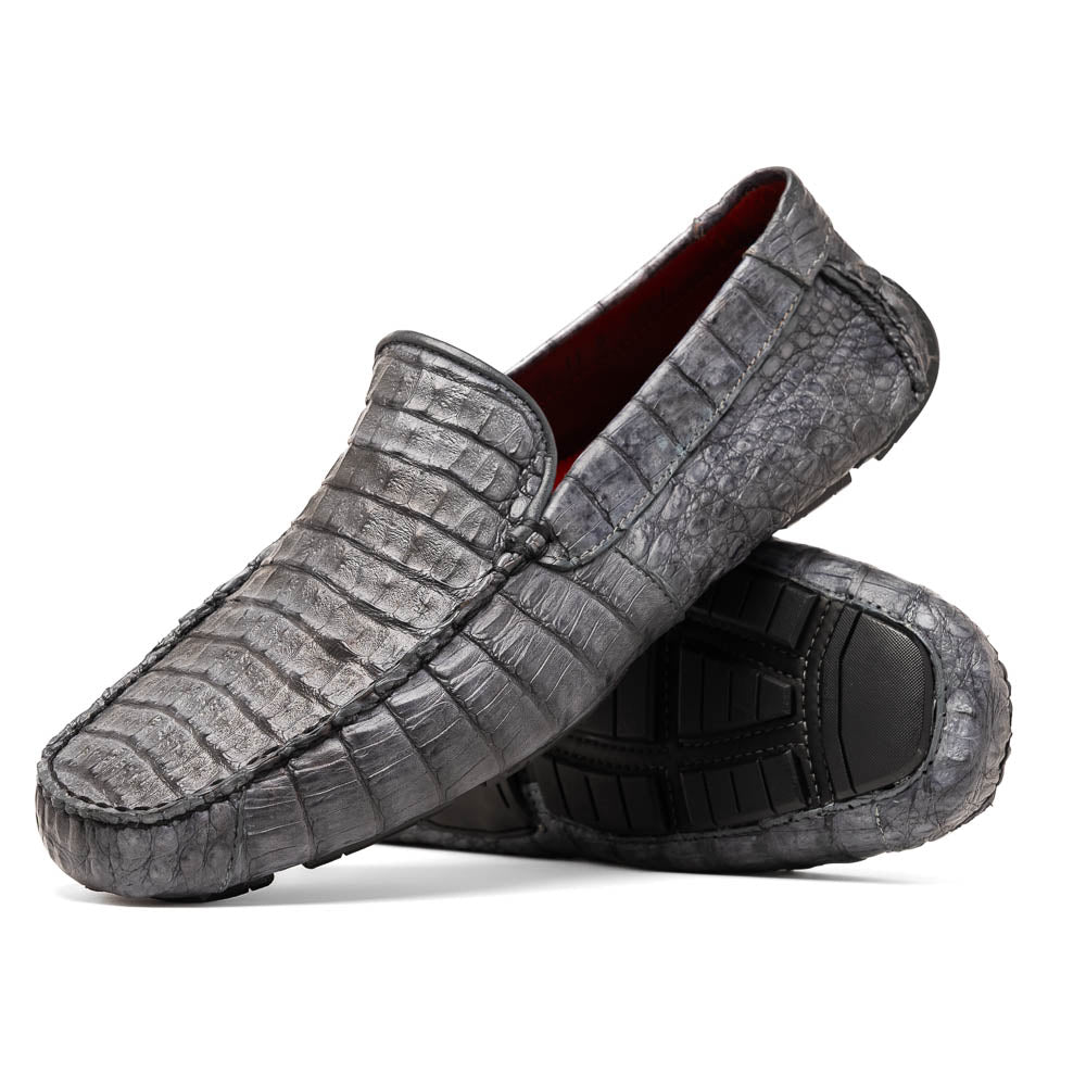 Marco Di Milano Remo Gray Caiman Crocodile Driving Shoes - 8