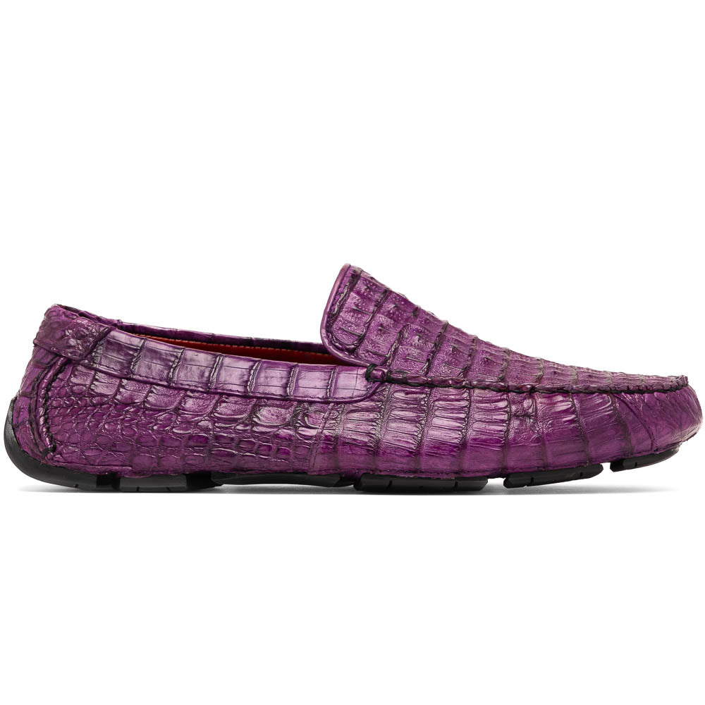 Marco Di Milano Remo Purple Caiman Crocodile Driving Shoes - 8