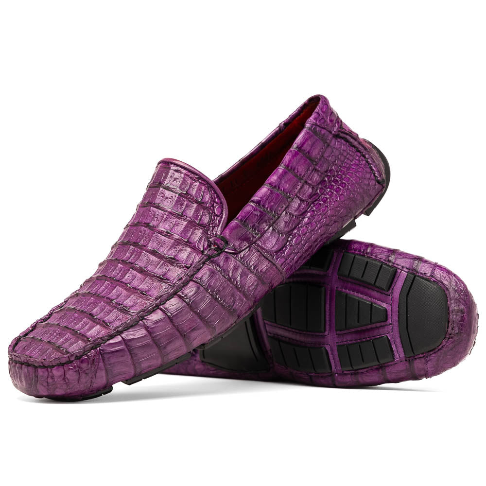 Marco Di Milano Remo Purple Caiman Crocodile Driving Shoes - 8