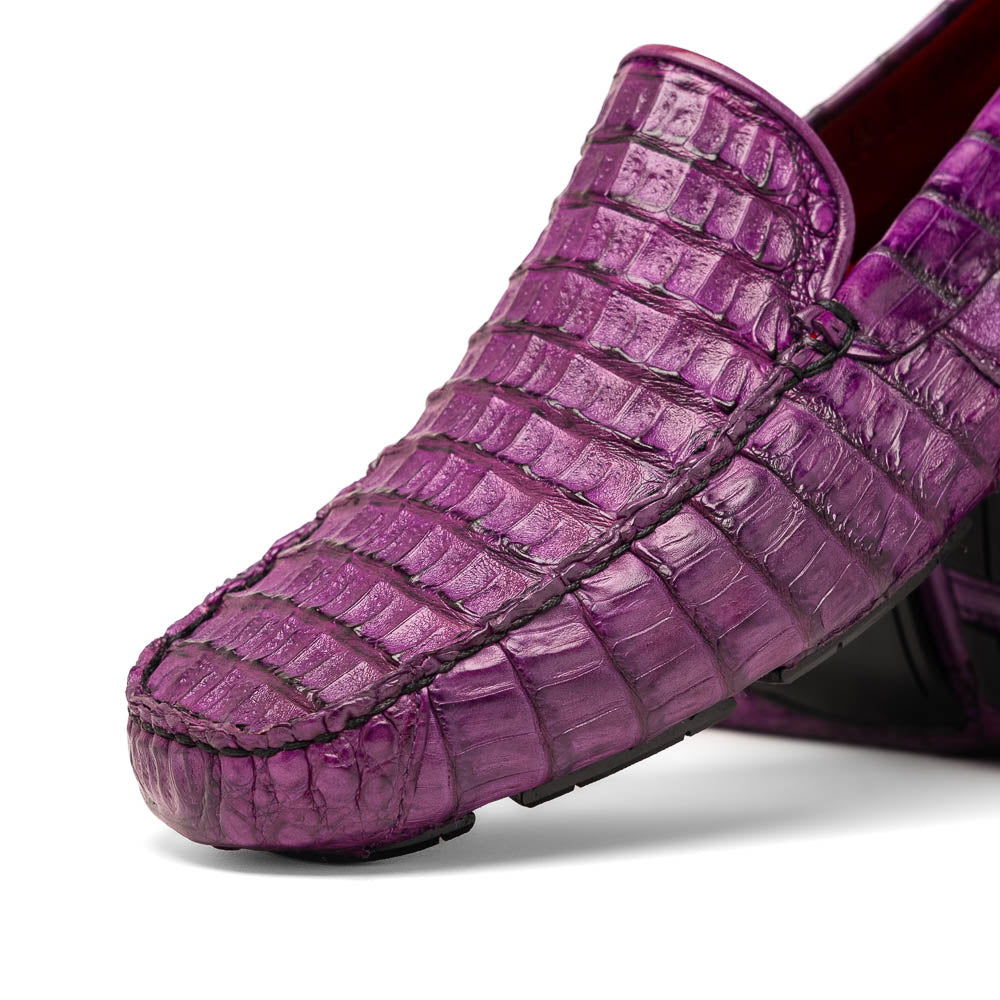 Marco Di Milano Remo Purple Caiman Crocodile Driving Shoes - 6