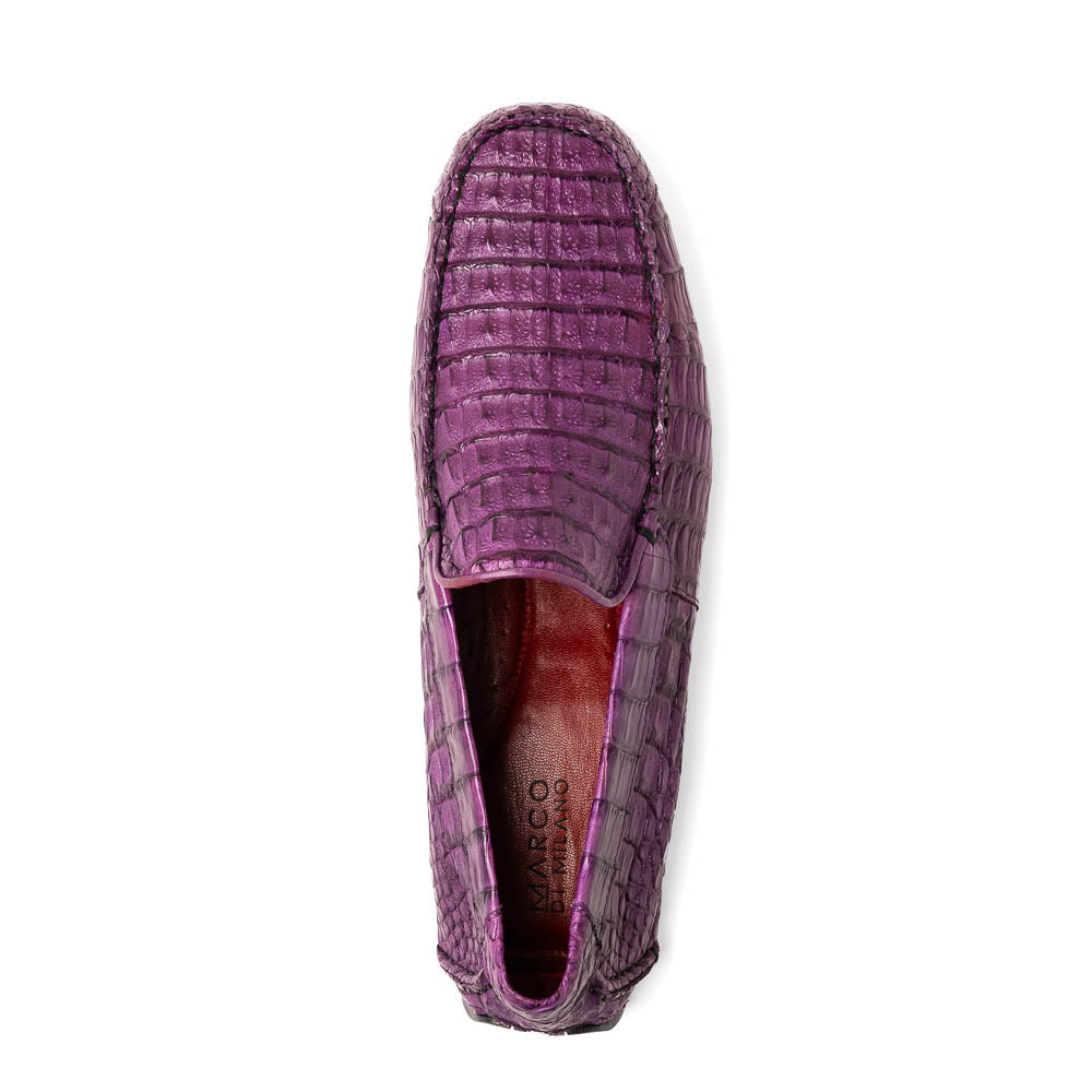 Marco Di Milano Remo Purple Caiman Crocodile Driving Shoes - 6